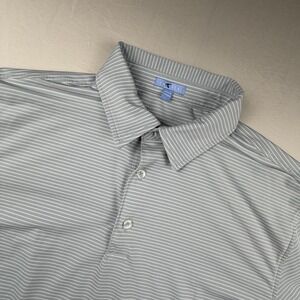 Genteal Polo Shirt Mens Large Gray Striped Golf Performance Stretch Bird Soft